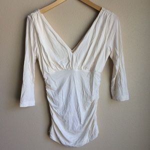 Cabi white cream rouched shirt 3/4 sleeve S